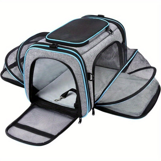 Large Soft-Sided Expandable Pet Travel Carrier with Fleece Pad