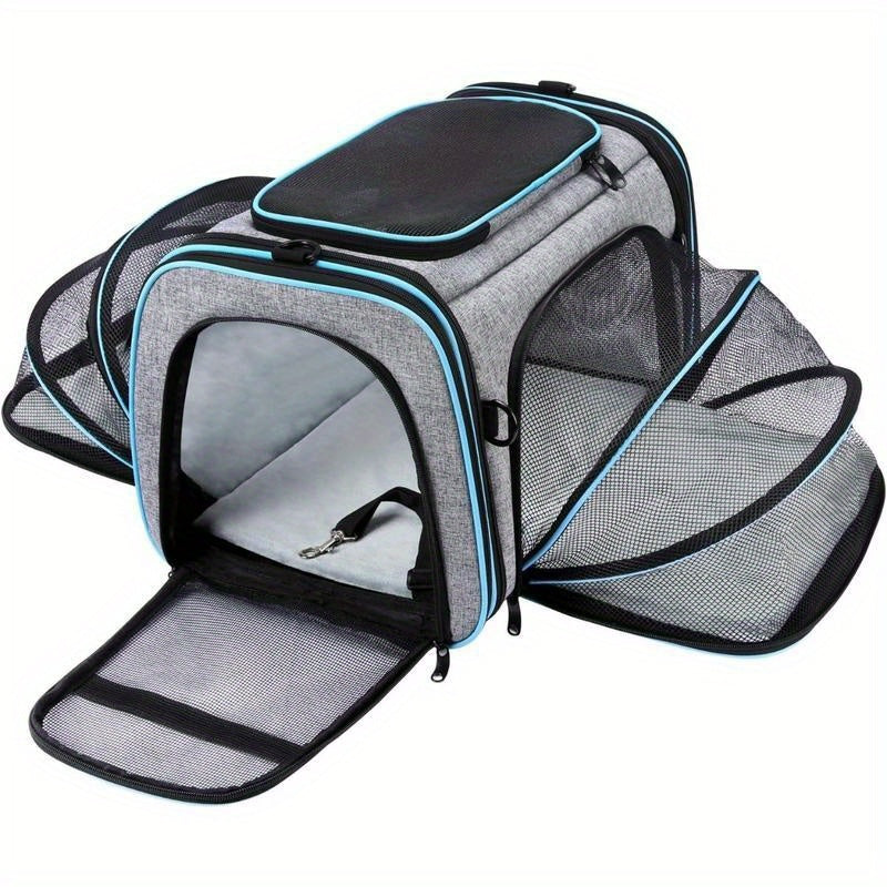 Large Soft-Sided Expandable Pet Travel Carrier with Fleece Pad