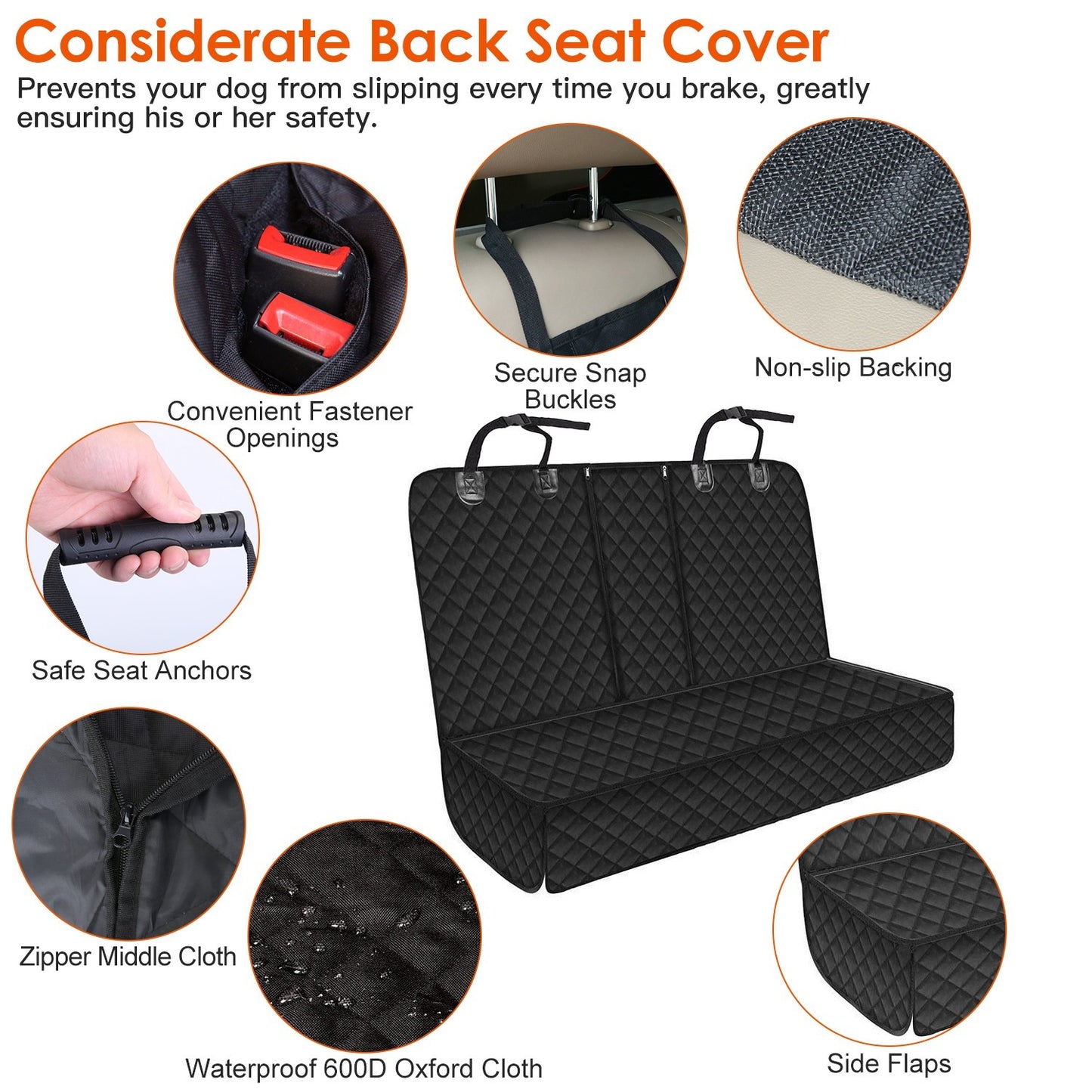 Waterproof Dog Car Seat Cover with Seat Belt
