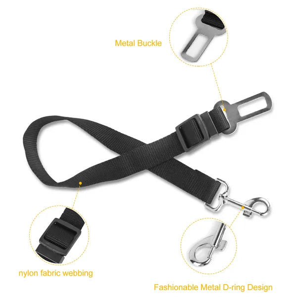 Pet Car Safety Seat Belt – Adjustable, Durable & Secure Travel Restraint