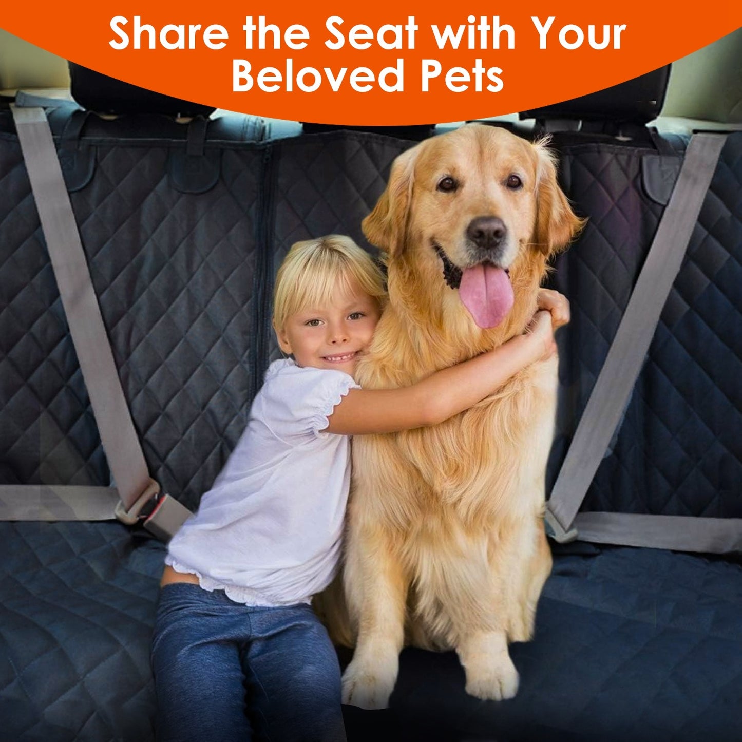 Waterproof Dog Car Seat Cover with Seat Belt