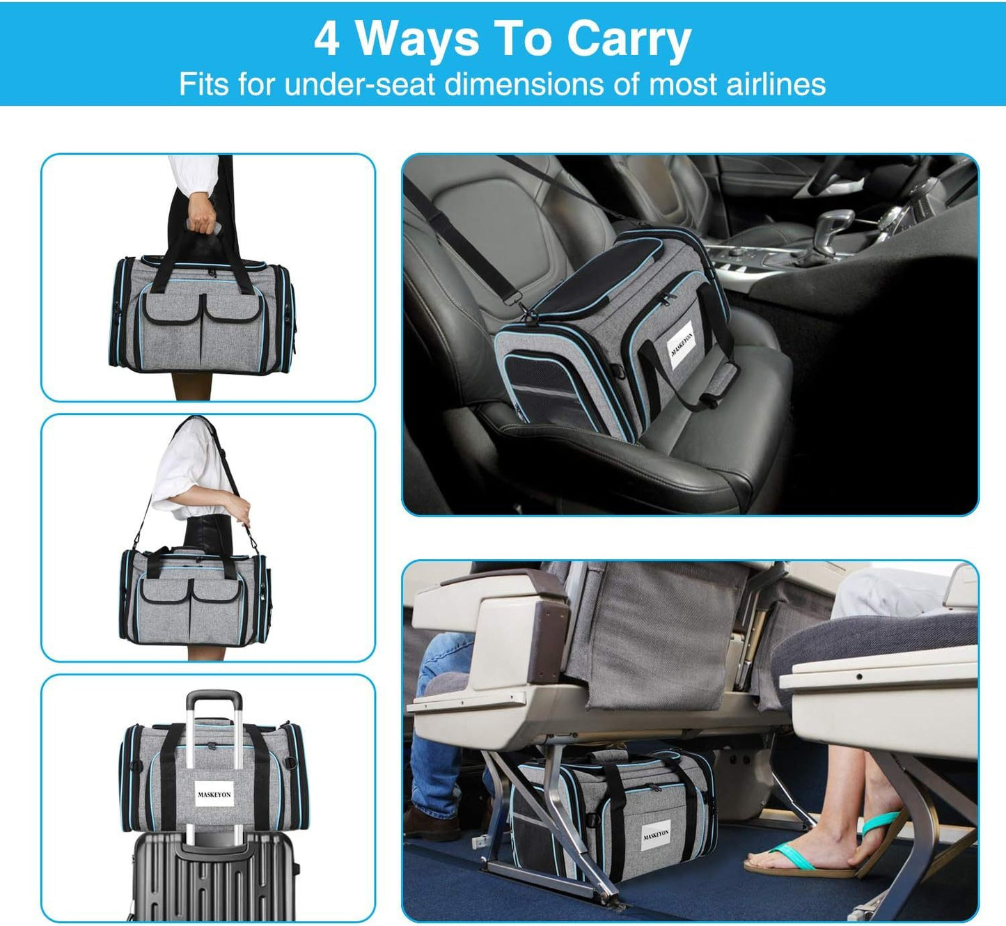 Large Soft-Sided Expandable Pet Travel Carrier with Fleece Pad
