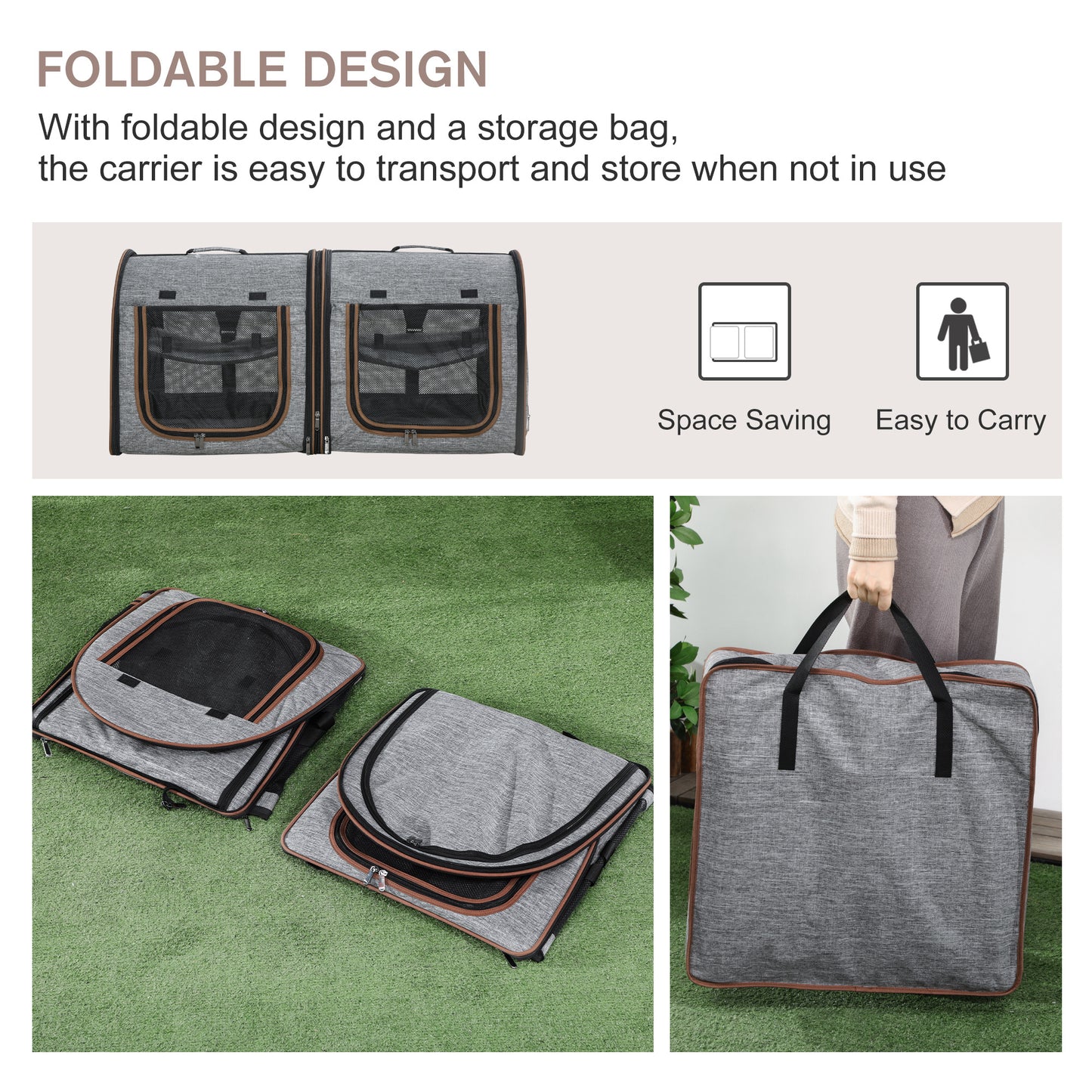 Portable Soft-Sided Cat Carrier with Divider & Storage Bag