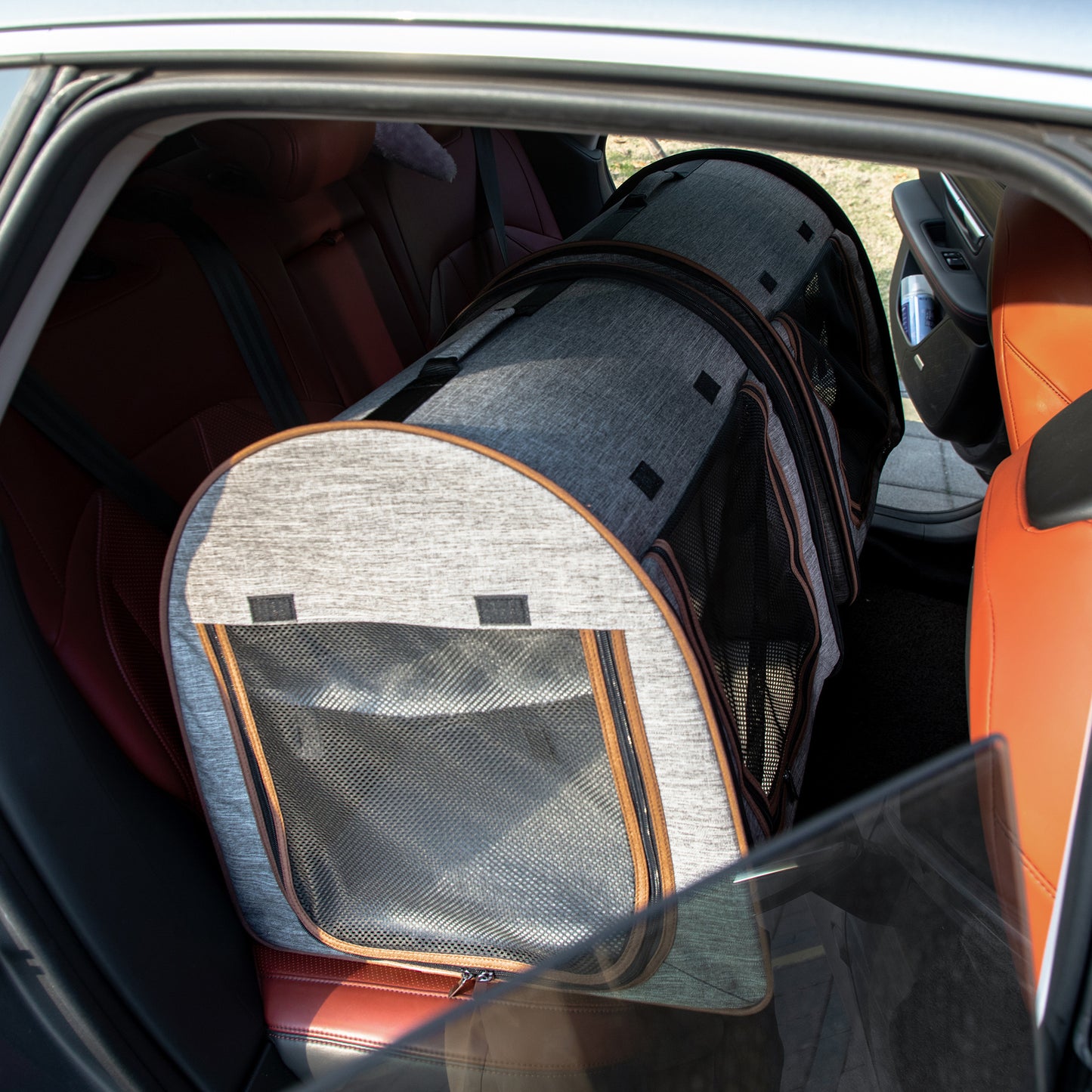 Portable Soft-Sided Cat Carrier with Divider & Storage Bag