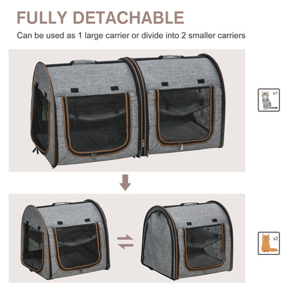 Portable Soft-Sided Cat Carrier with Divider & Storage Bag