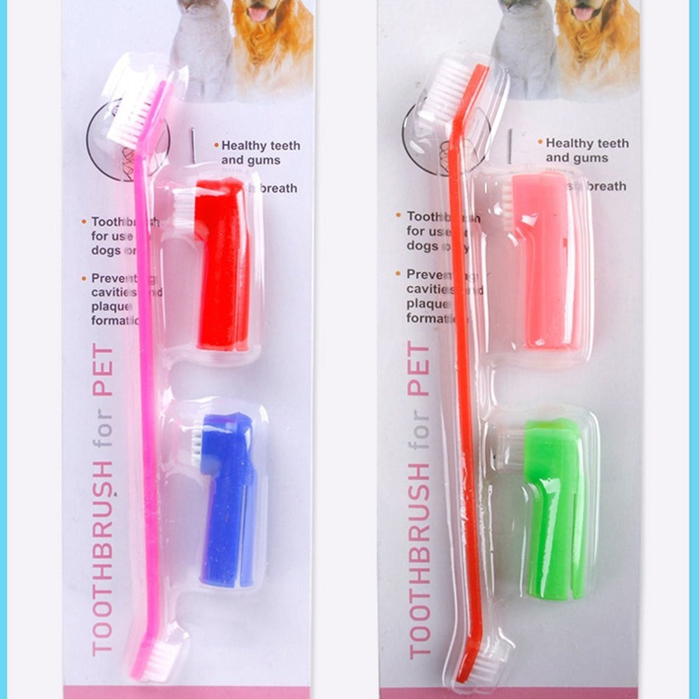 Double-Head Pet Toothbrush & Finger Brush Set