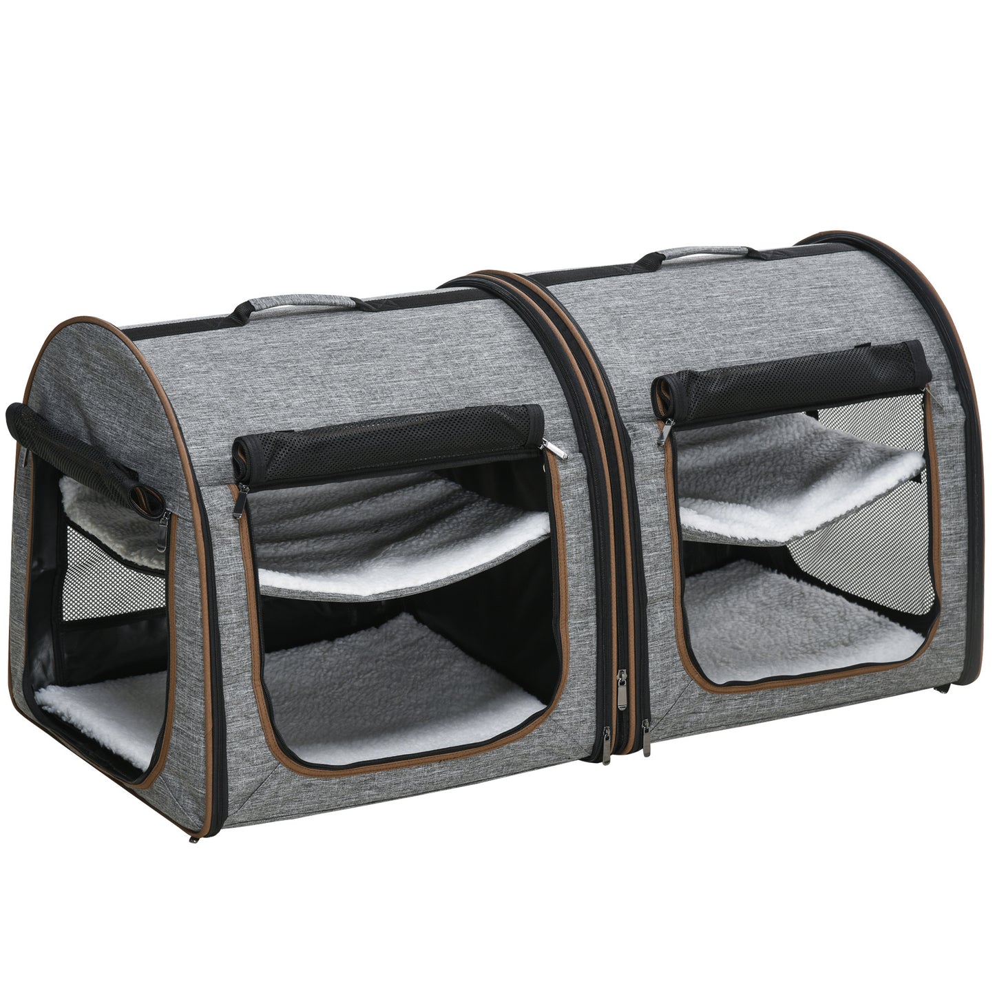 Portable Soft-Sided Cat Carrier with Divider & Storage Bag