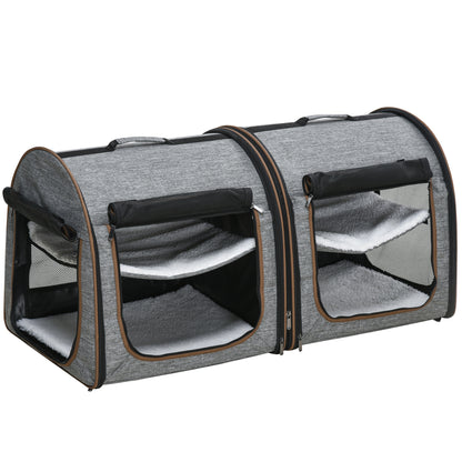 Portable Soft-Sided Cat Carrier with Divider & Storage Bag