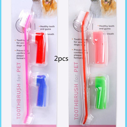Double-Head Pet Toothbrush & Finger Brush Set