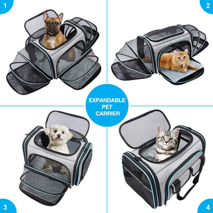 Large Soft-Sided Expandable Pet Travel Carrier with Fleece Pad