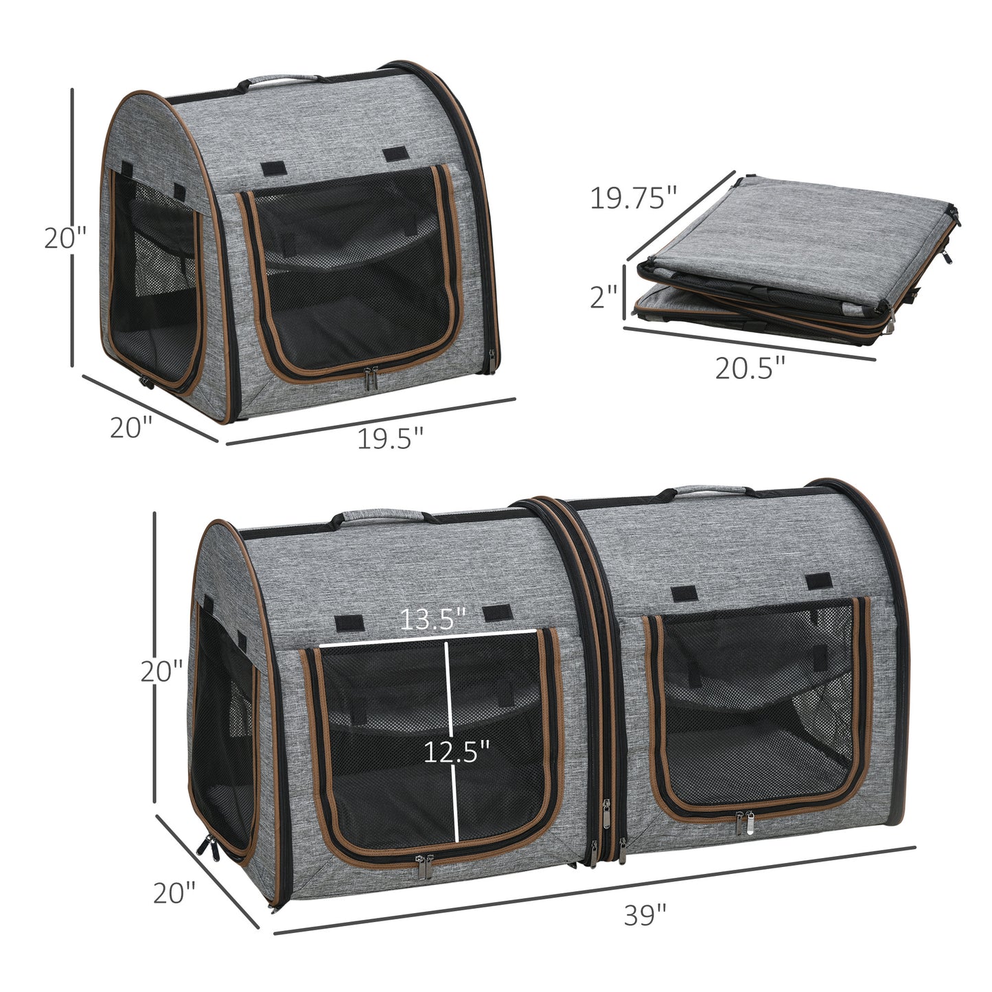 Portable Soft-Sided Cat Carrier with Divider & Storage Bag