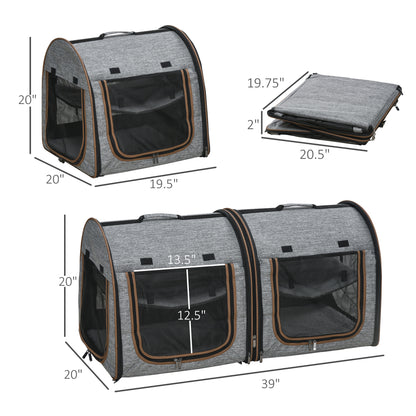 Portable Soft-Sided Cat Carrier with Divider & Storage Bag