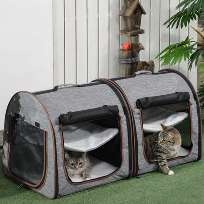 Portable Soft-Sided Cat Carrier with Divider & Storage Bag