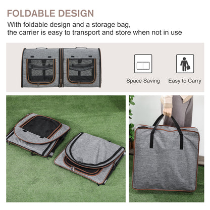 Portable Soft-Sided Cat Carrier with Divider & Storage Bag